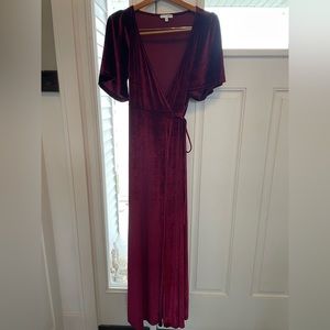Baltic Born Meghan Velvet Wrap Dress in Mulberry